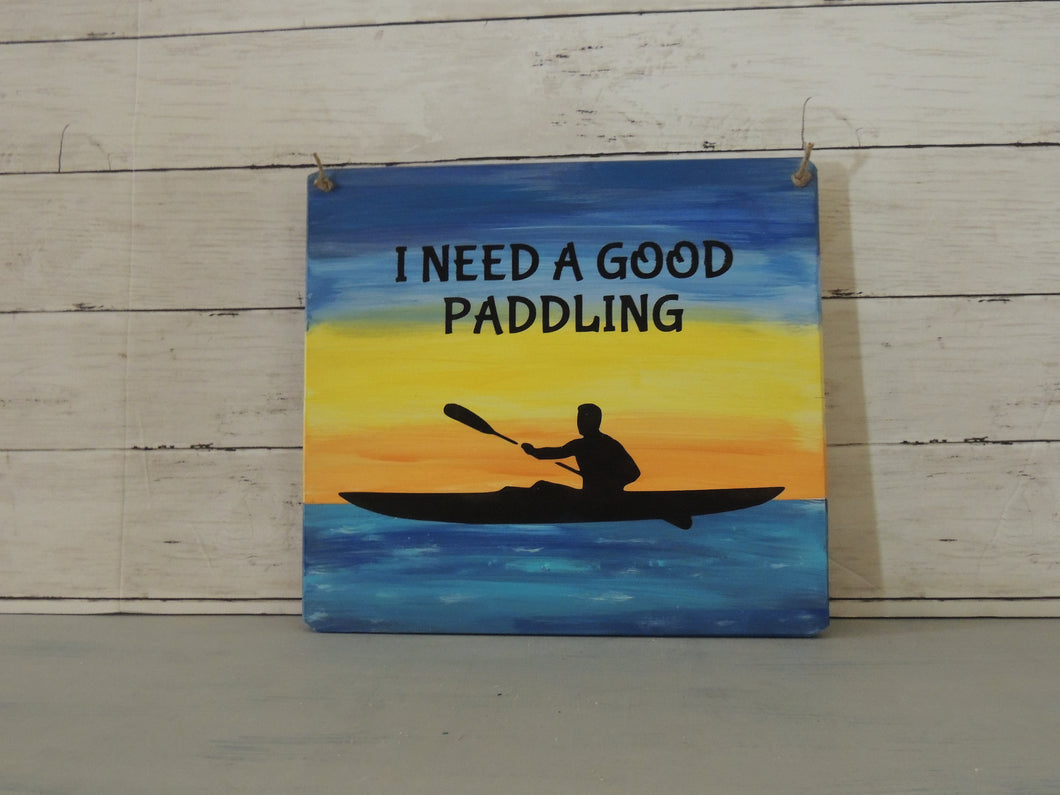 Kayaker Wooden Sign