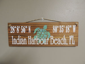 Indian Harbour Beach FL latitude longitude with turtle